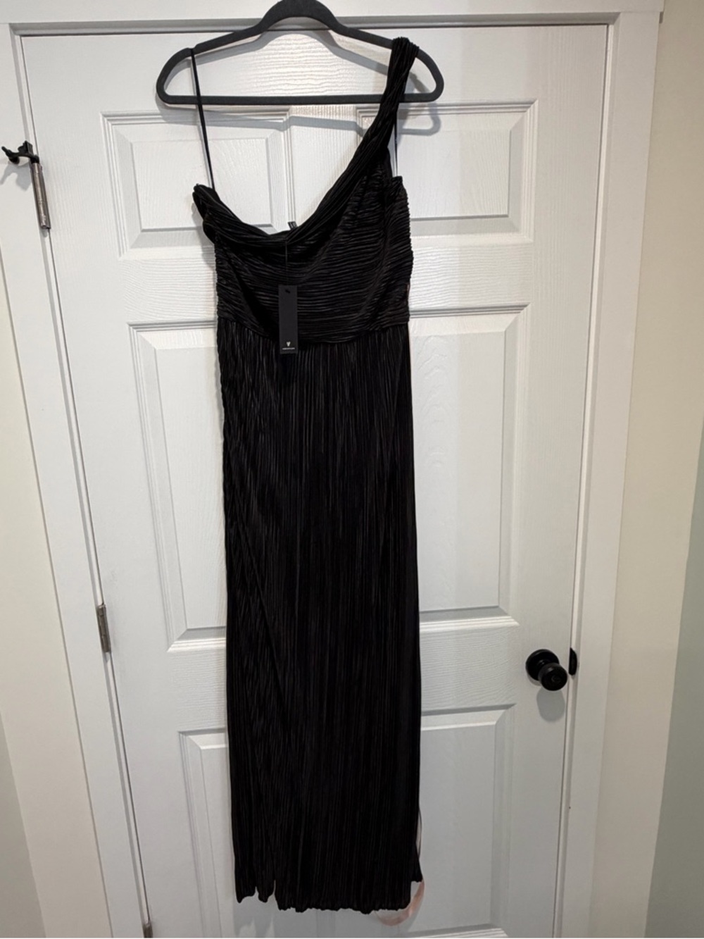 Lulus Poised Performance Black Plisse One-shoulder Maxi Dress - Size XXL - Picture 3 of 5